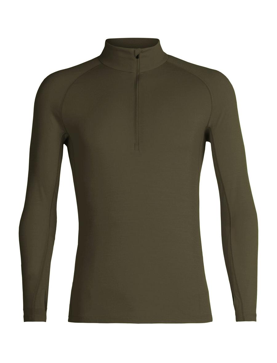 Base Layers Icebreaker BodyfitZone™ Merino 200 Zone Thermal Long Sleeve Half Zip Top Homme Vert Olive | FR 1335UZGT